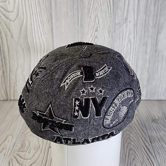 K&B Ethos 100% Wool NBA Patches Hat, Grey/Black Cap - Picture 4 of 7